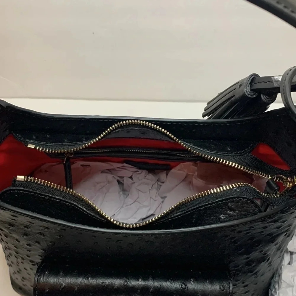 Dooney Bourke Shoulder Bag Hobo Ostrich Leather Black NWT - Picture 11 of 12